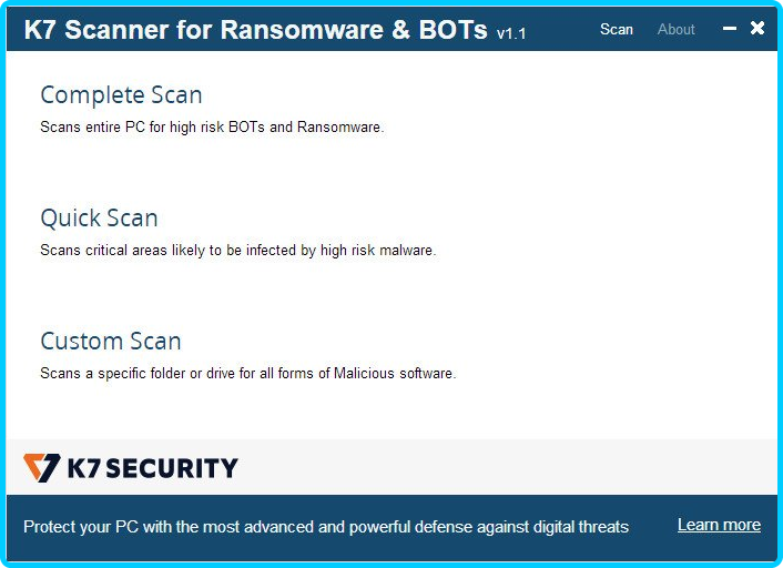 K7 Scanner for Ransomware & BOTs 1.0.0.120 9df63b8436630f0b92c1788d1eec399f